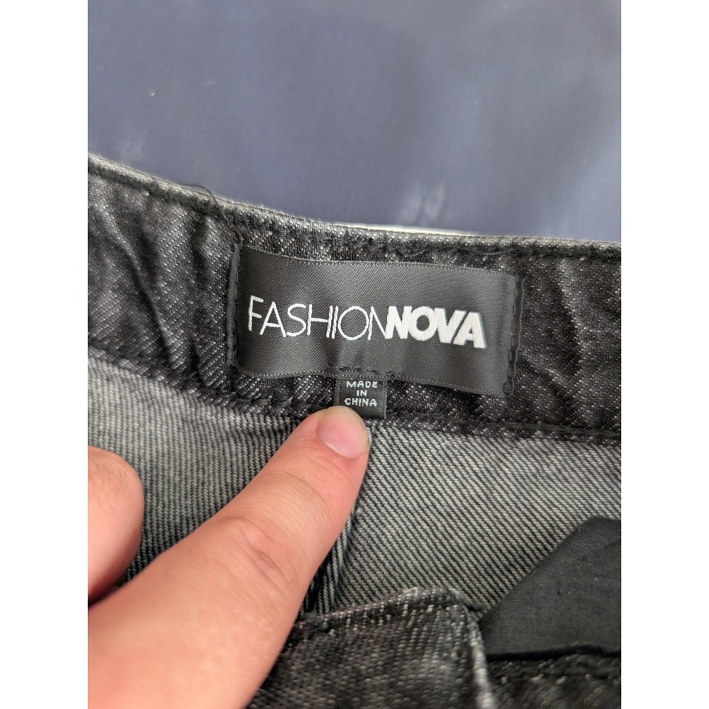 Fashion Nova Wide Leg Jeans Charcoal Wash Gray Cotton Mid Rise FN11221 Size 3 - Picture 2 of 11